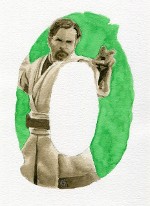 star wars, alphabet, watercolor, art, obi wan, lightsaber, jedi