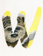 star wars, alphabet, watercolor, art, ewok, wicket