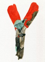star wars, alphabet, watercolor, art, yoda, jedi, lightsaber